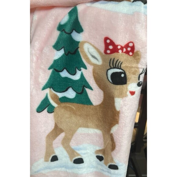 NEW PINK Christmas Rudolph the Red-Nosed Reindeer Blanket - Picture 5 of 6